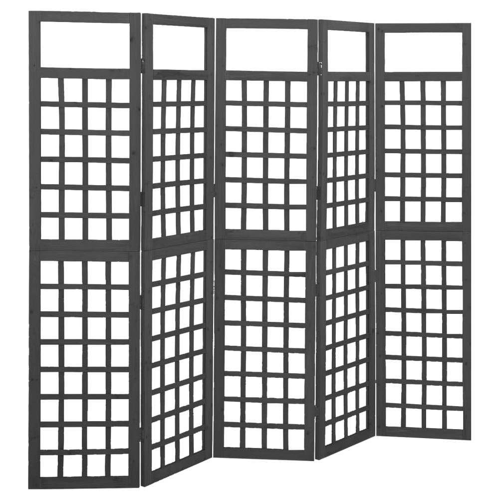 Divisorio a 5 Pannelli Legno Massello di Abete Nero 161x180 cm - Foto 1