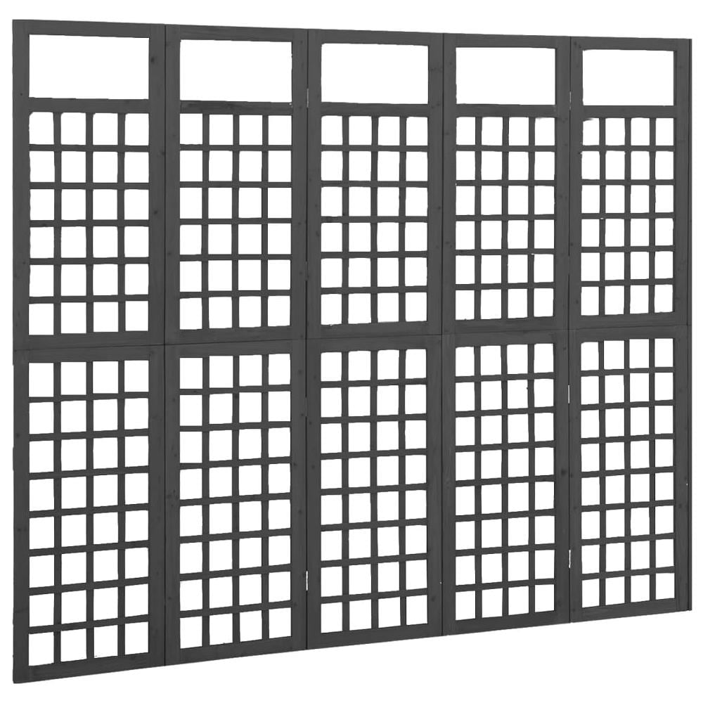 Divisorio a 5 Pannelli Legno Massello di Abete Nero 161x180 cm - Foto 2