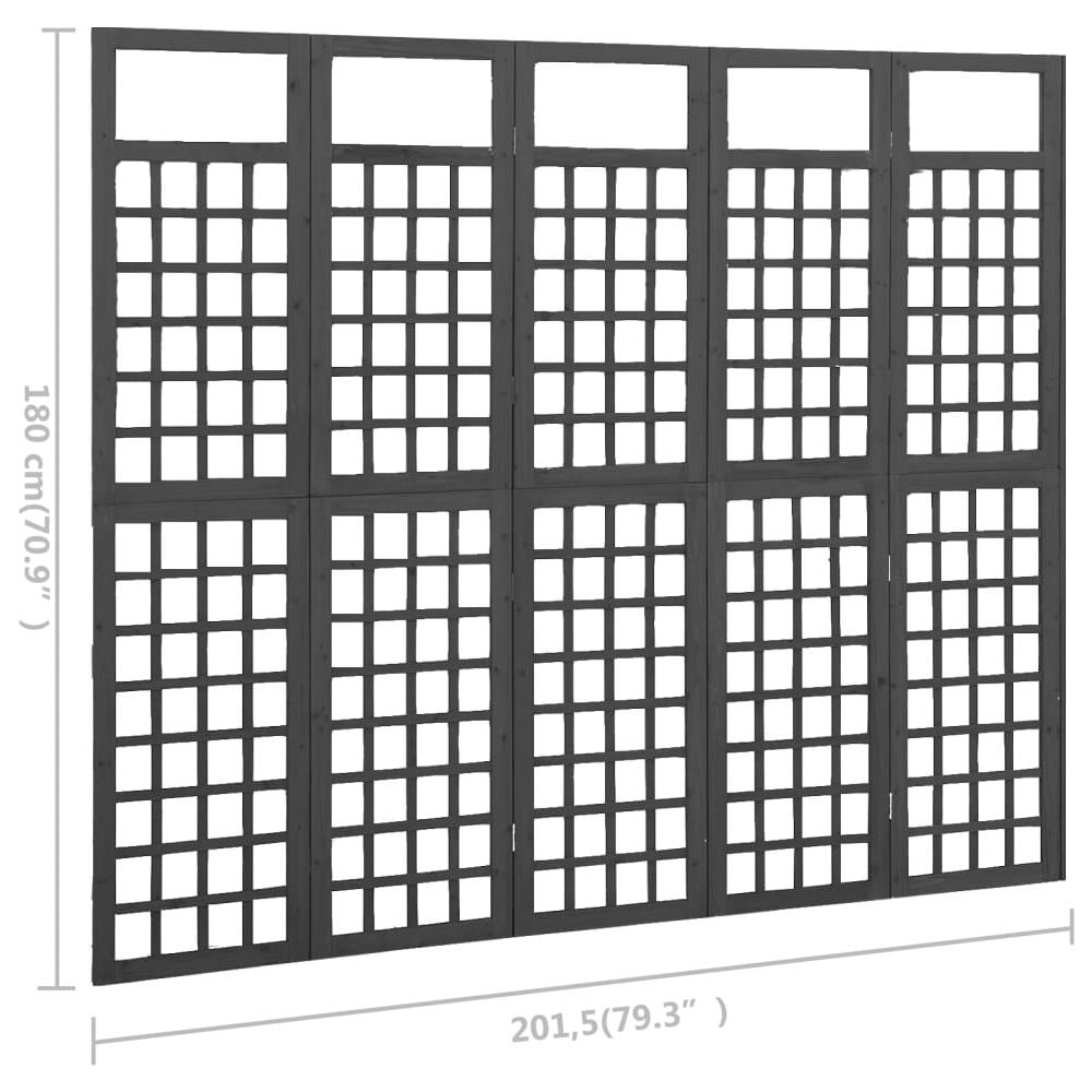 Divisorio a 5 Pannelli Legno Massello di Abete Nero 161x180 cm - Foto 6
