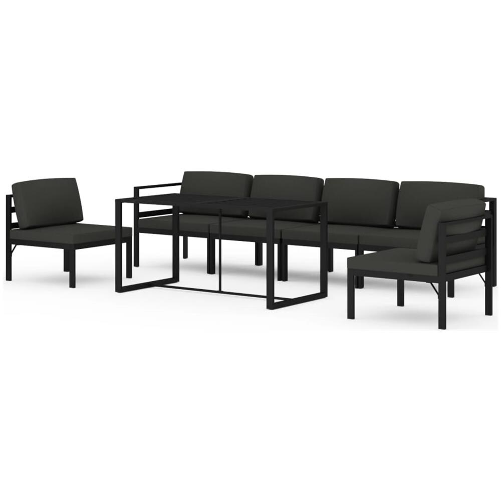Set Divani Da Giardino 7 Pz Con Cuscini In Alluminio Antracite - Foto 1