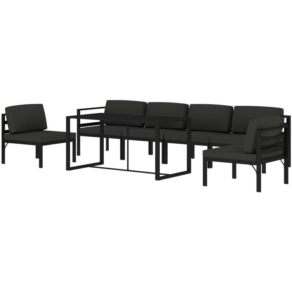 Set Divani Da Giardino 7 Pz Con Cuscini In Alluminio Antracite - Foto 2