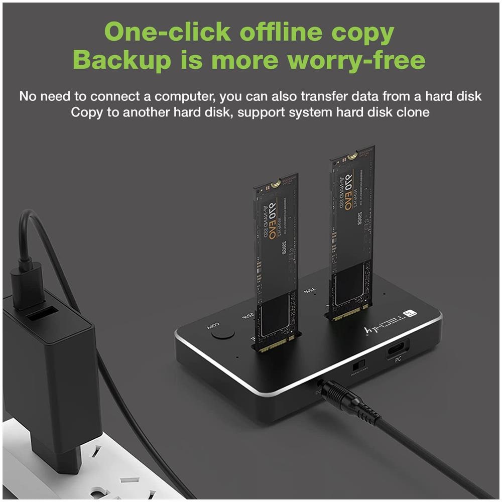 Docking Station Dual-bay Ssd M. 2 Nvme Pcie Sata 10 Gbps Duplicatori Clone Offline - Foto 2