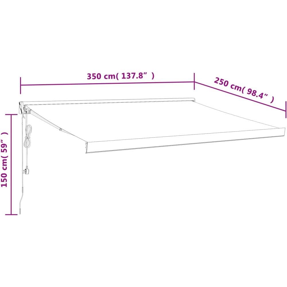 Tenda Sole Retrattile Blu E Bianca 3,5x2,5m Tessuto E Alluminio - Foto 10