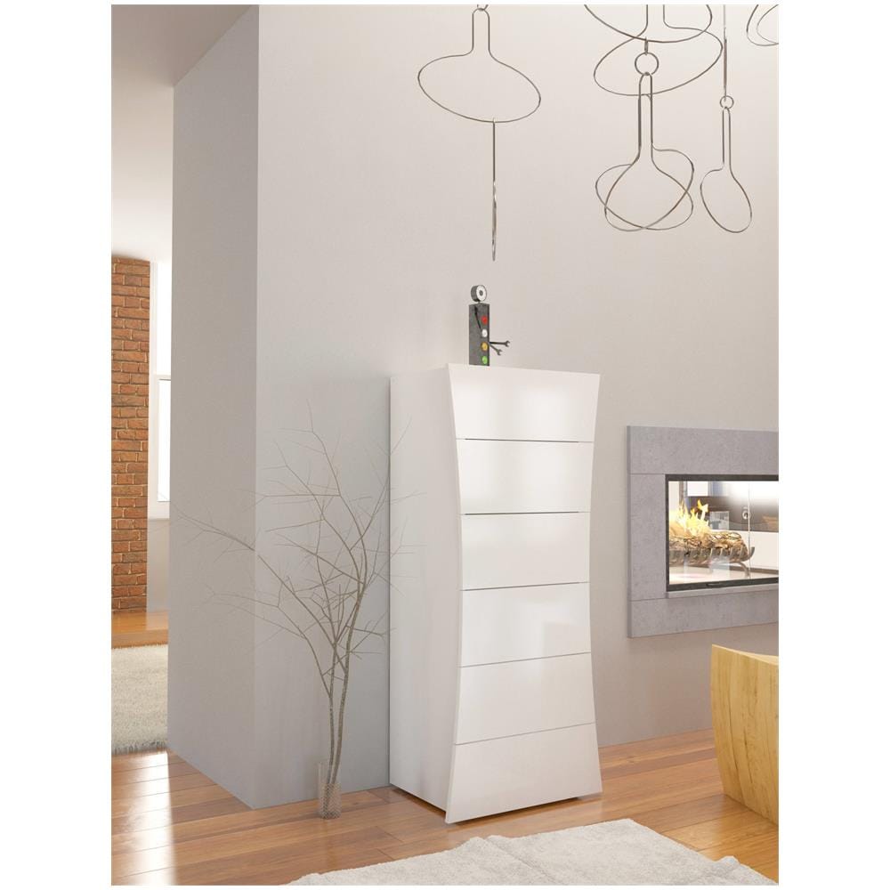 Cassettiera Michele, Settimanale 6 Cassetti, Comò Per Camera Da Letto, 100% Made In Italy, Cm 50x40h122, Bianco Lucido - Foto 1