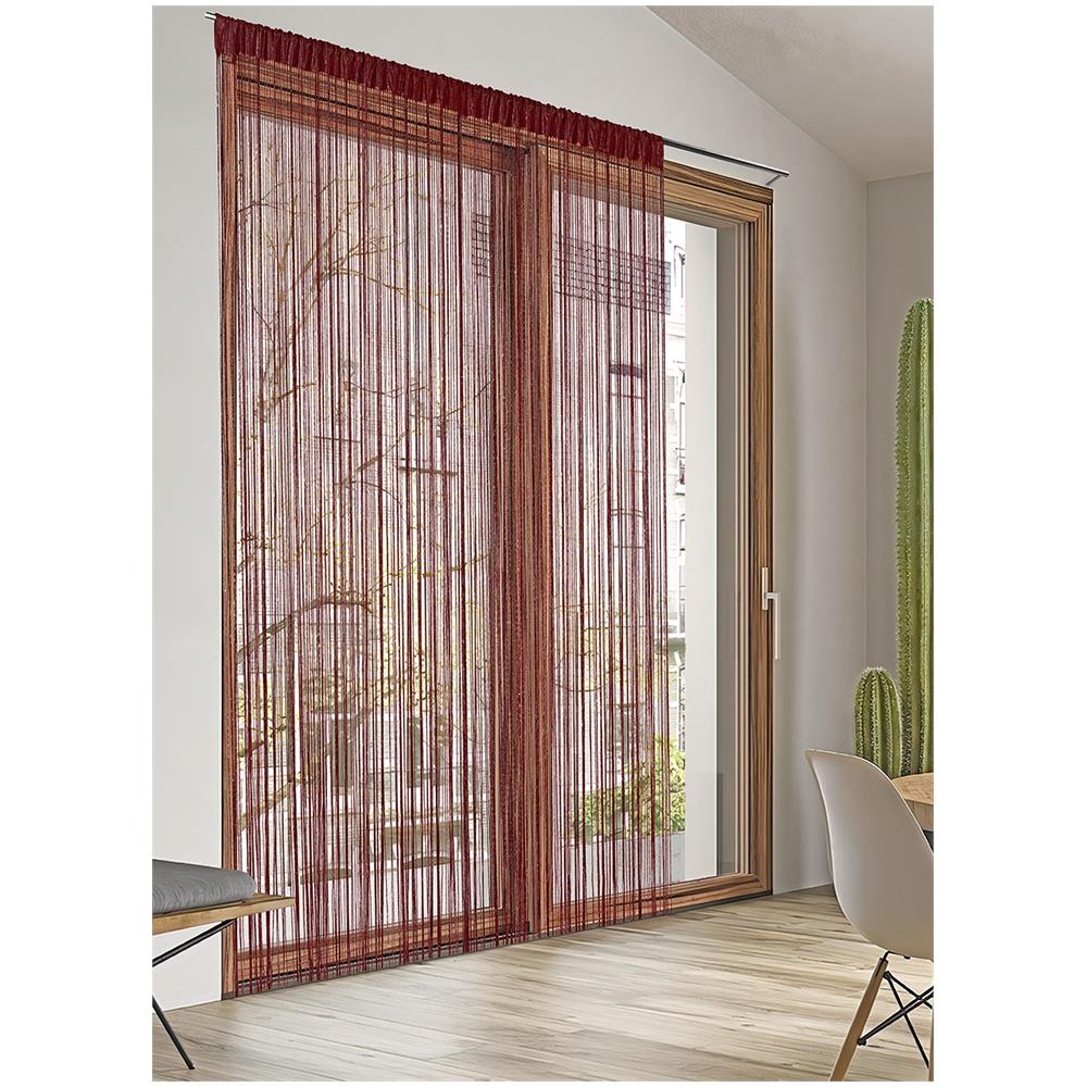 Tenda Antimosca Antirumore Caduta Pannello Porta Finestra Multistring Tinta Unita 140x290 Bordeaux - Foto 1