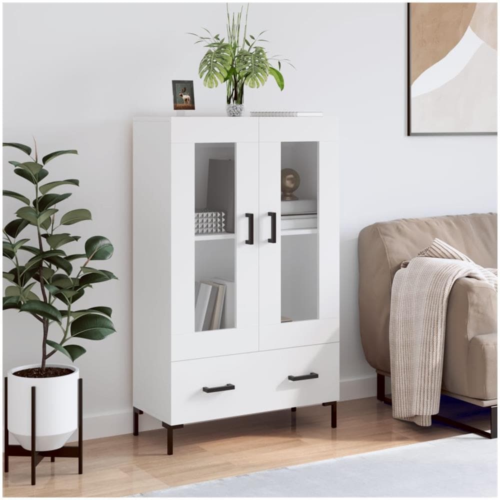 Credenza Bianca 69,5x31x115 Cm In Legno Multistrato - Foto 1