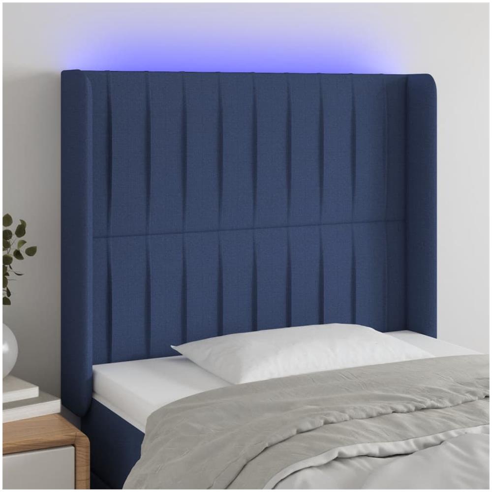 Testiera A Led Blu 93x16x118/128 Cm In Tessuto - Foto 1
