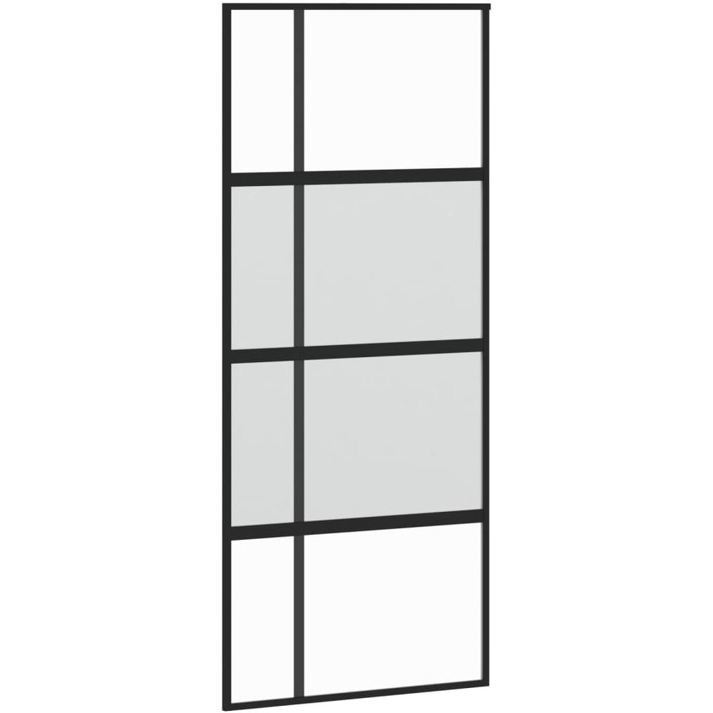 Porta Scorrevole Nera 90x205 Cm In Vetro Temperato E Alluminio - Foto 2