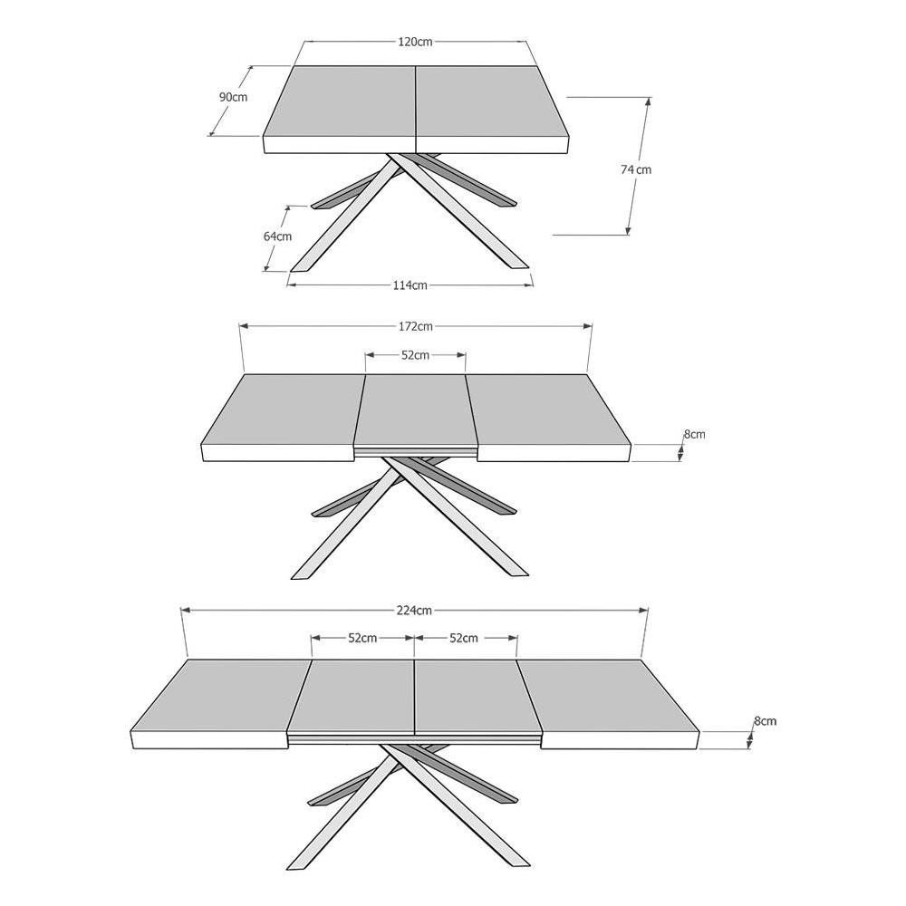 Tavolo allungabile 90x120/224 cm Karida cemento gambe antracite - Foto 4