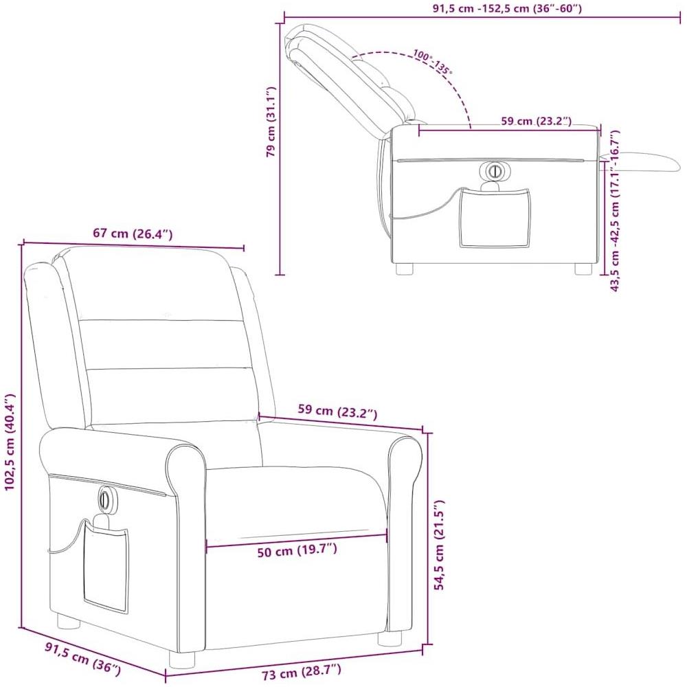 Poltrona Reclinabile Massaggio Elettrica Grigio Chiaro Tessuto - Foto 10