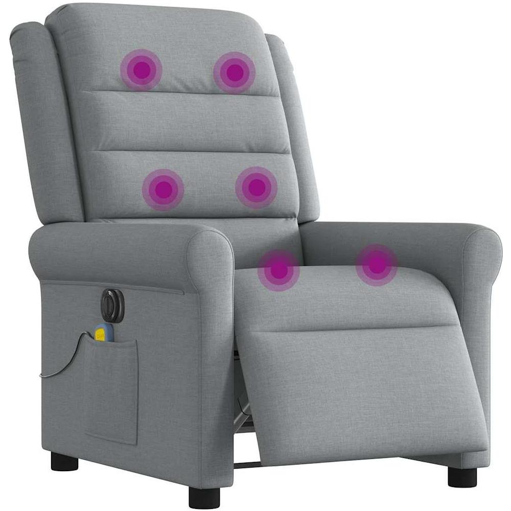 Poltrona Reclinabile Massaggio Elettrica Grigio Chiaro Tessuto - Foto 2