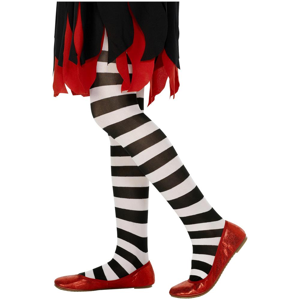 Collant Per Bambini A Righe Bianche E Nere Halloween 11 A 14 Anni - Foto 1