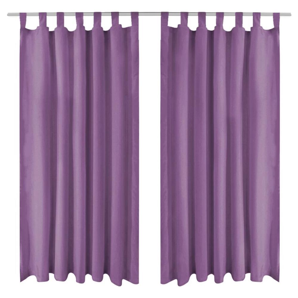 2 Pz Tende In Micro Raso Con Passanti 140x175 Cm Lilla - Foto 1