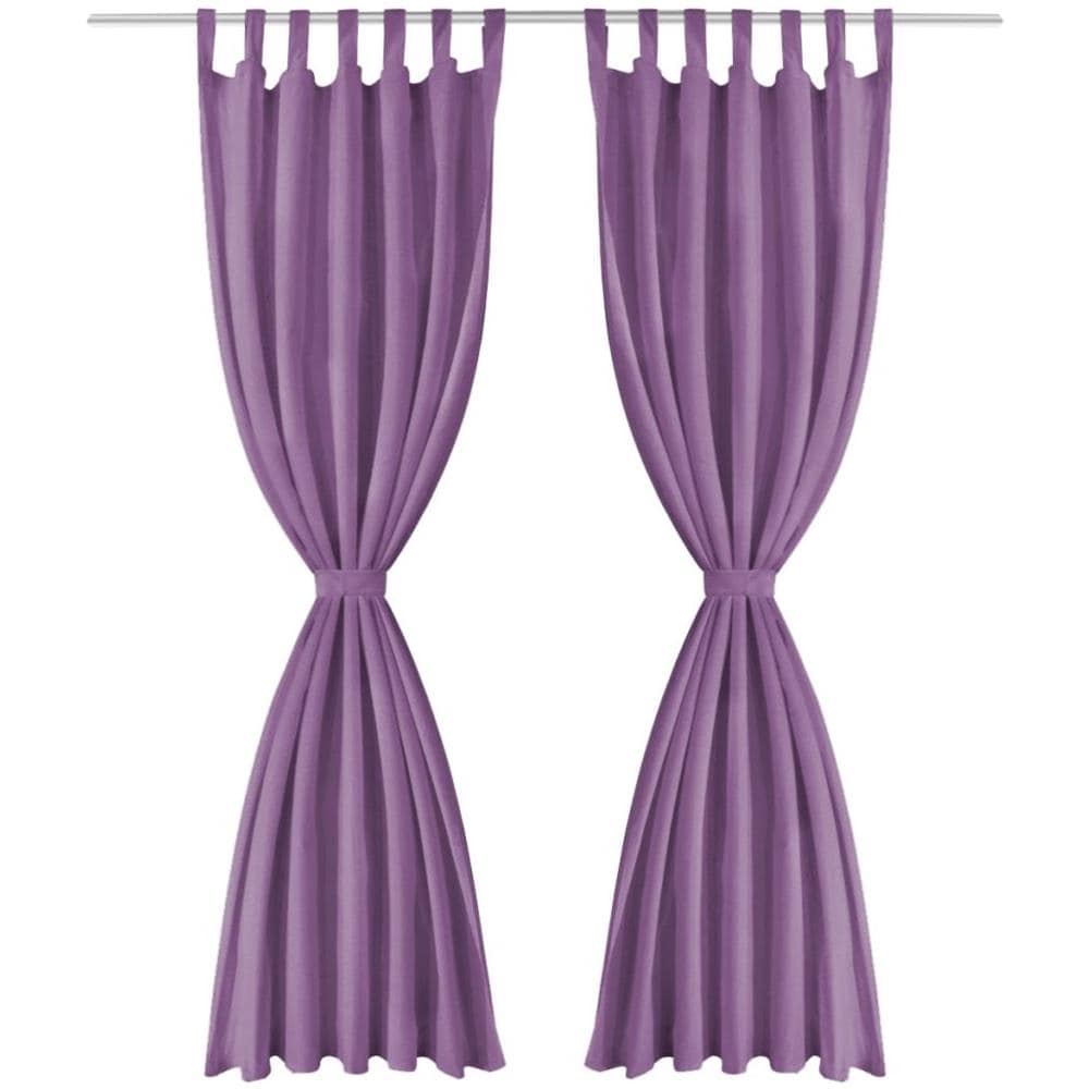 2 Pz Tende In Micro Raso Con Passanti 140x175 Cm Lilla - Foto 2