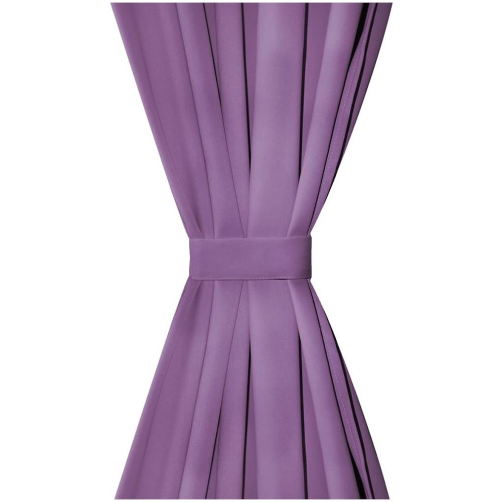 2 Pz Tende In Micro Raso Con Passanti 140x175 Cm Lilla - Foto 4