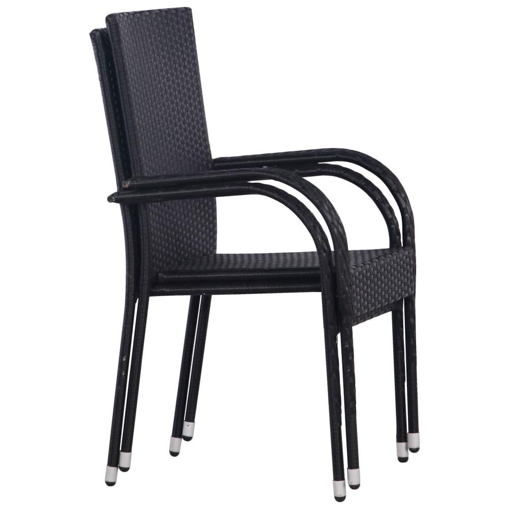 Sedie da Esterno Impilabili 2 pz in Polyrattan Nere - Foto 2