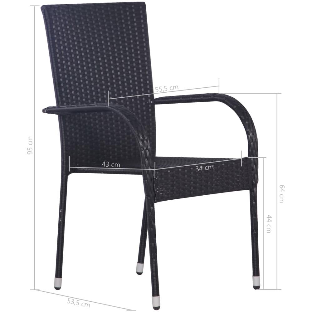 Sedie da Esterno Impilabili 2 pz in Polyrattan Nere - Foto 6