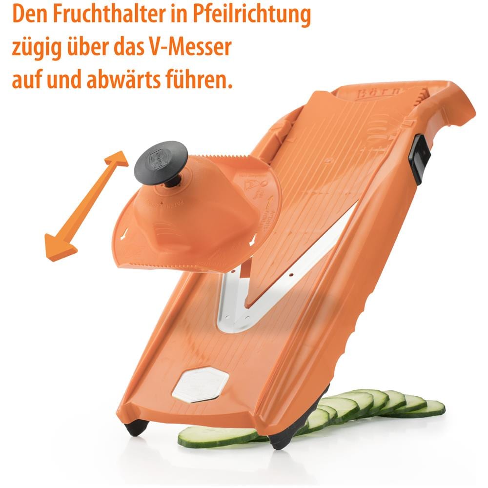 Affettatrice di verdure V5 Powerline set professionale affettatrice di cetriolo verde affettatrice friggitrice affettatrice di verdure affettatrice di frutta vegan | arancione - Foto 7