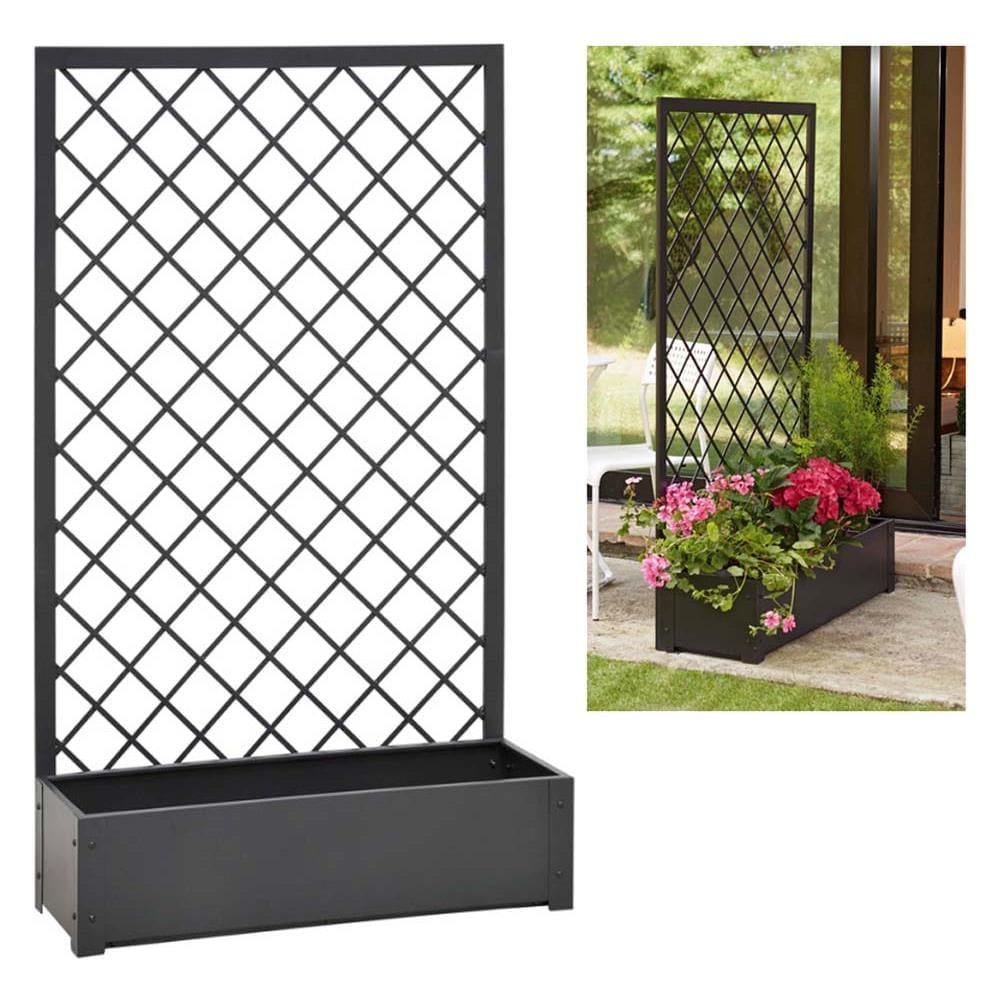 Steel Jasmine Fioriera In Metallo Da Giardino Antracite Dimensioni Cm 90x32xh150 - Foto 1