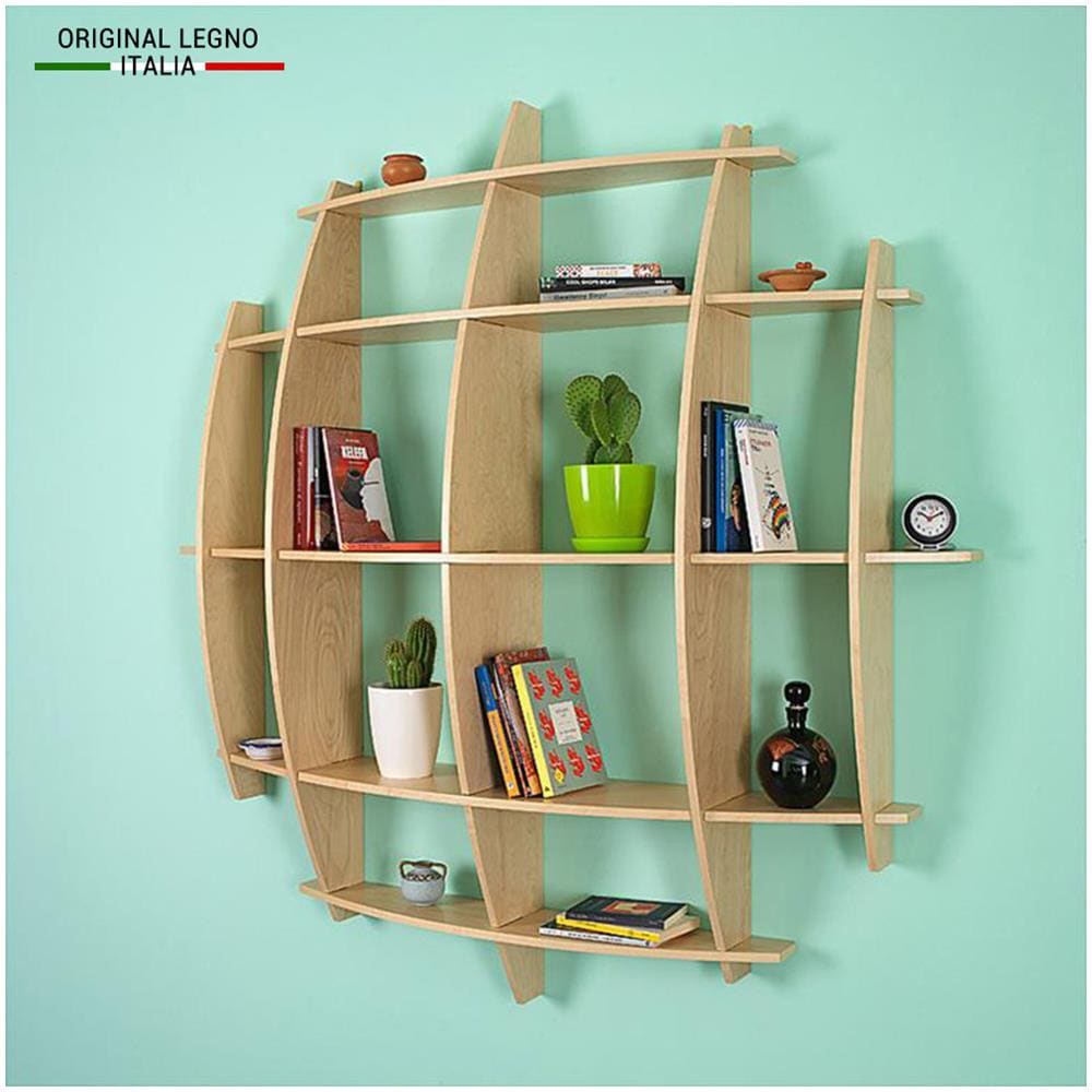 Libreria In Legno Da Parete Mobile Scaffale Libri Mod. Luna Acero L150 X P30 X 150h - Foto 1