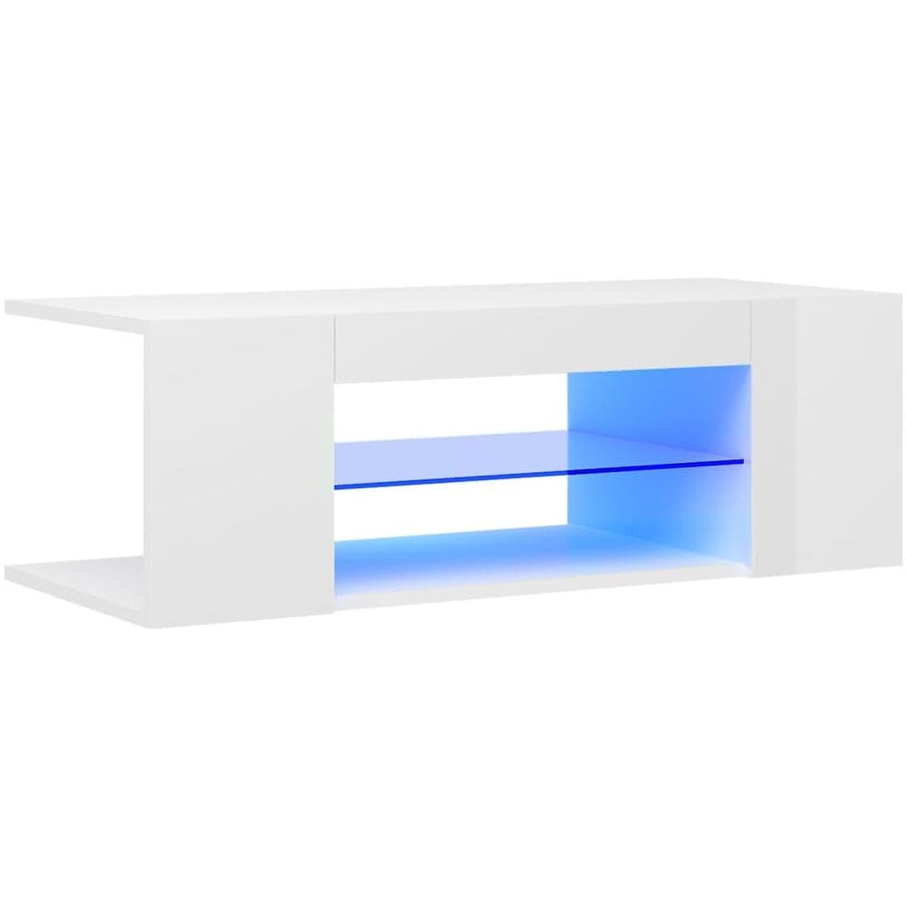Mobile Porta TV con Luci LED Bianco Lucido 90x39x30 cm - Foto 1