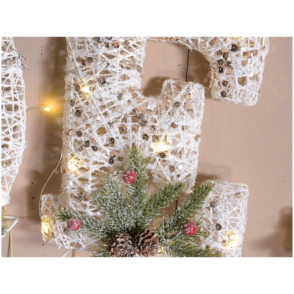 Scritta Natalizia Noel Luminosa In Rattan Bianco Decorazione Natalizia Da Tavolo Allestimento Natalizio Per Casa Vetrine E Negozi - Foto 2