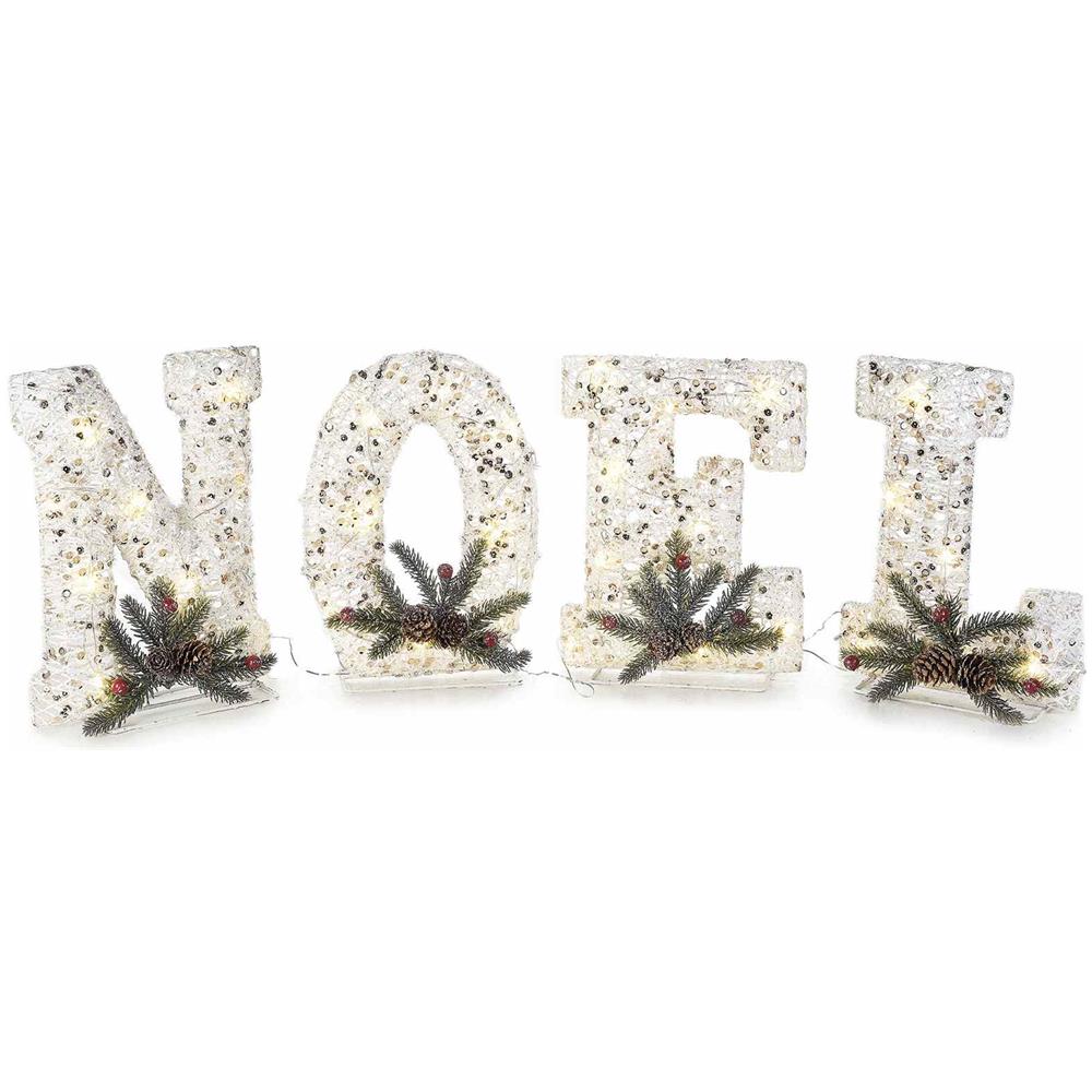 Scritta Natalizia Noel Luminosa In Rattan Bianco Decorazione Natalizia Da Tavolo Allestimento Natalizio Per Casa Vetrine E Negozi - Foto 1