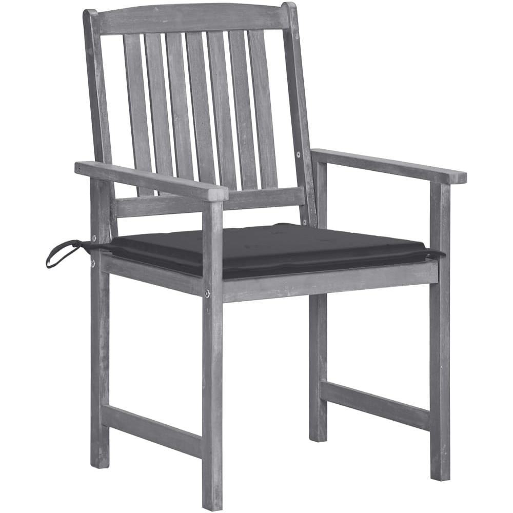 Sedie da Giardino con Cuscini 8 pz in Massello di Acacia Grigie - Foto 2