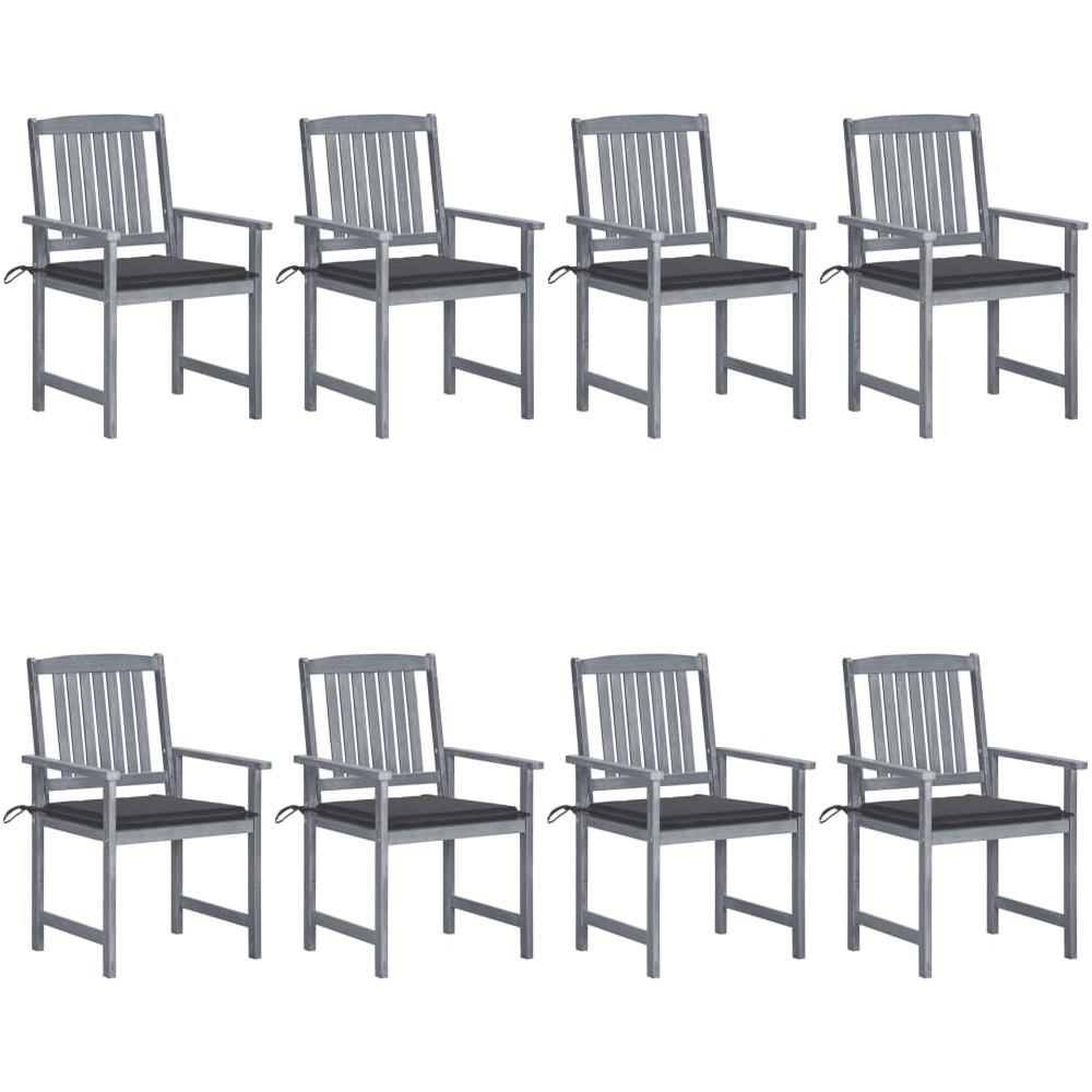 Sedie da Giardino con Cuscini 8 pz in Massello di Acacia Grigie - Foto 1