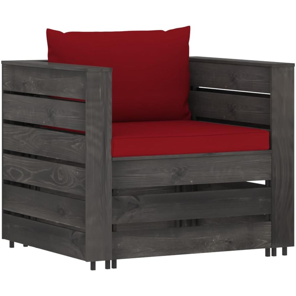 Set Divani da Giardino con Cuscini 2 pz Legno Impregnato Grigio - Foto 3