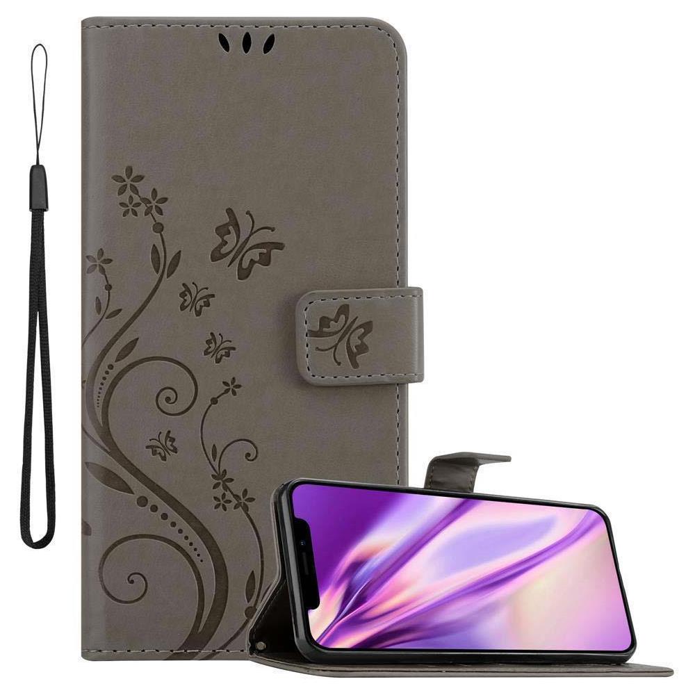 Custodia Compatibile Con Apple Iphone 11 Pro Max (xi Pro Max) In Grigio Fiore - Coperchio Protettivo In Design Floreale Con Chiusura Magnetica, Funzione Stand E Slot Per Carte - Foto 1