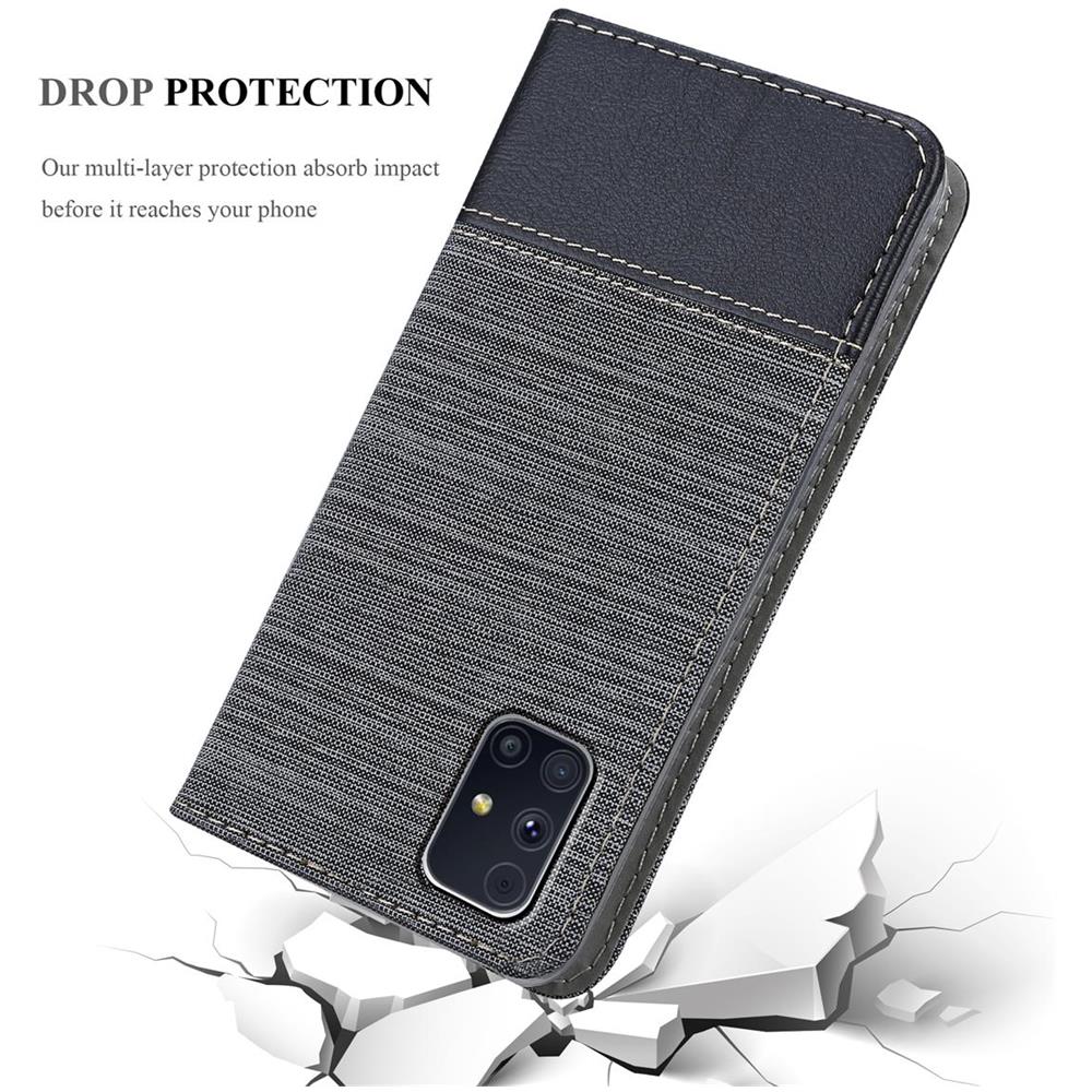 Custodia Compatibile Con Samsung Galaxy M31s In Grigio Nero - Coperchio Protettiva Con Chiusura Magnetica, Funzione Stand E Tasca Per Le Carte - Foto 8