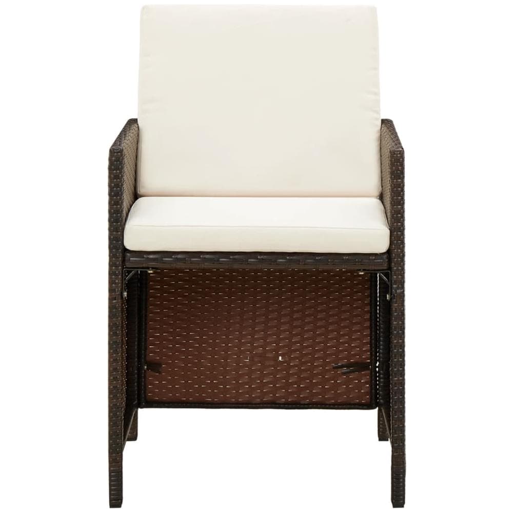 Set Da Pranzo Per Giardino 5 Pz Con Cuscini Polyrattan Marrone - Foto 2