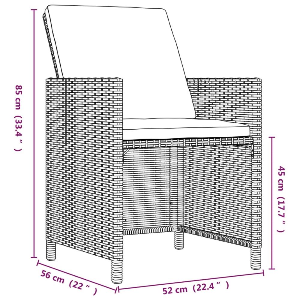 Set Da Pranzo Per Giardino 5 Pz Con Cuscini Polyrattan Marrone - Foto 3
