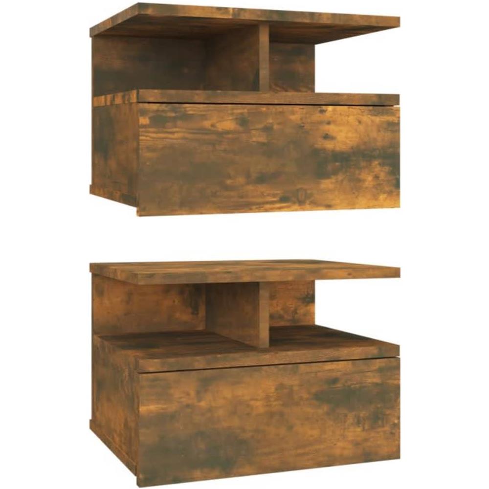 Comodini Pensili Rovere Fumo 2pz 40x31x27 Cm Legno Multistrato - Foto 1