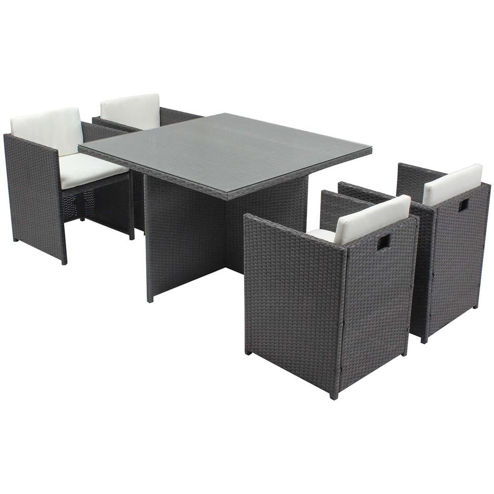 Salotto Da Giardino A Incasso 4 Posti Resina Intrecciata Grigio/bianco Miami - Foto 1
