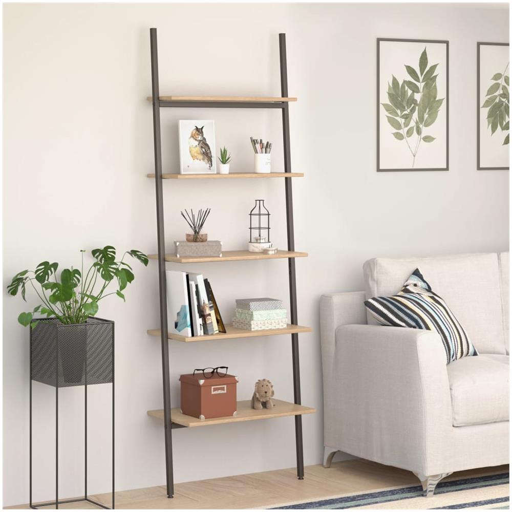 Scaffale Pendente 5 Ripiani Marrone Chiaro E Nero 64x34x185,5cm - Foto 1
