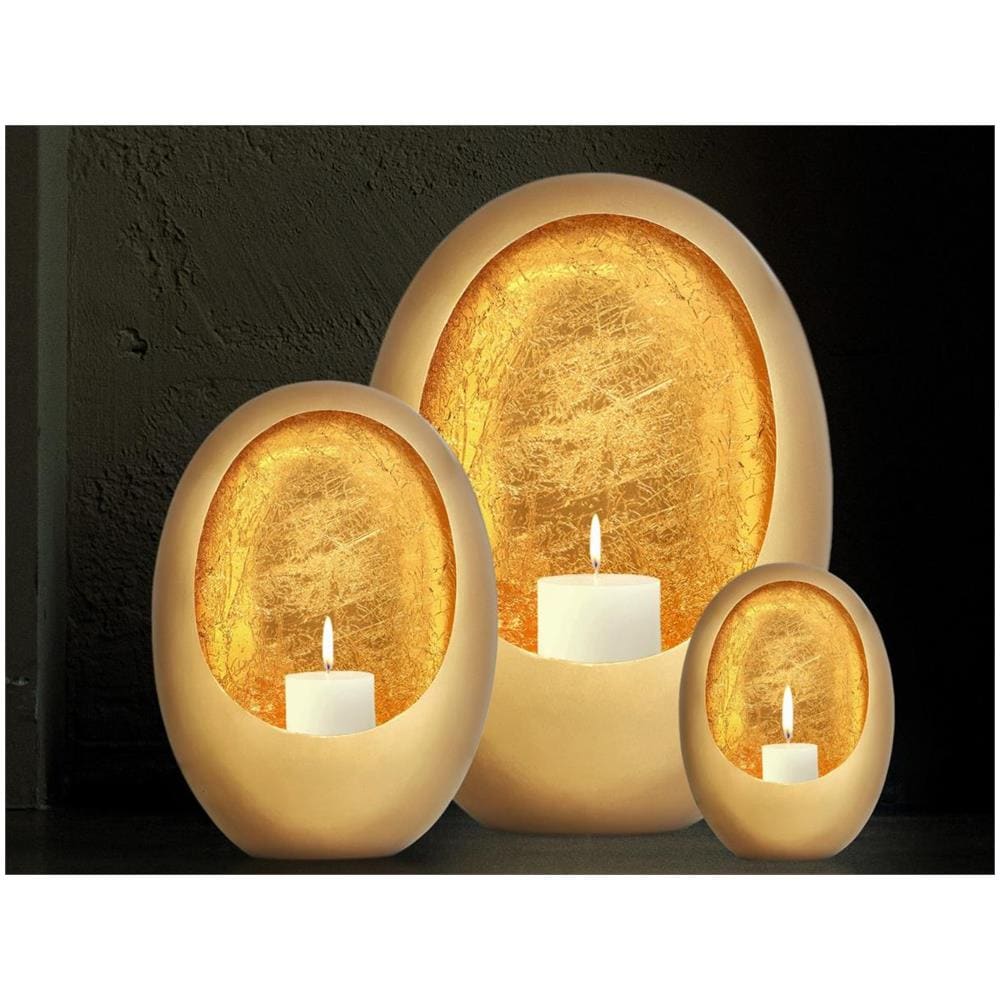 Portacandele In Metallo Candelabro Crema 3 Posti - Ferrini Gift