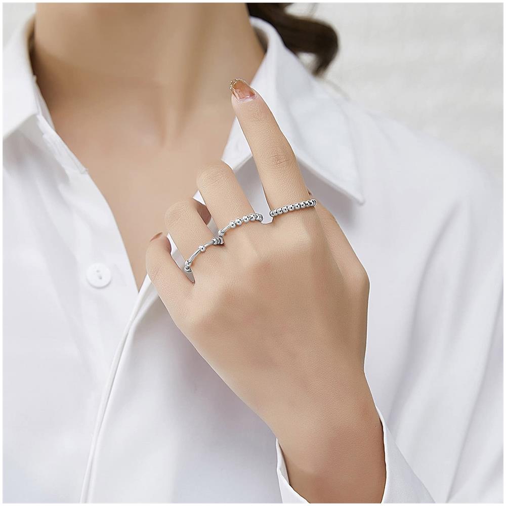 Anelli Antistress Con Perline Girevoli Silver S - Foto 2