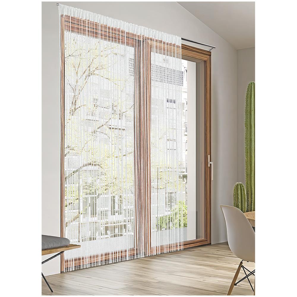 Tenda Antimosca Antirumore Caduta Pannello Porta Finestra Multistring Tinta Unita 100x200 Bianco - Foto 1