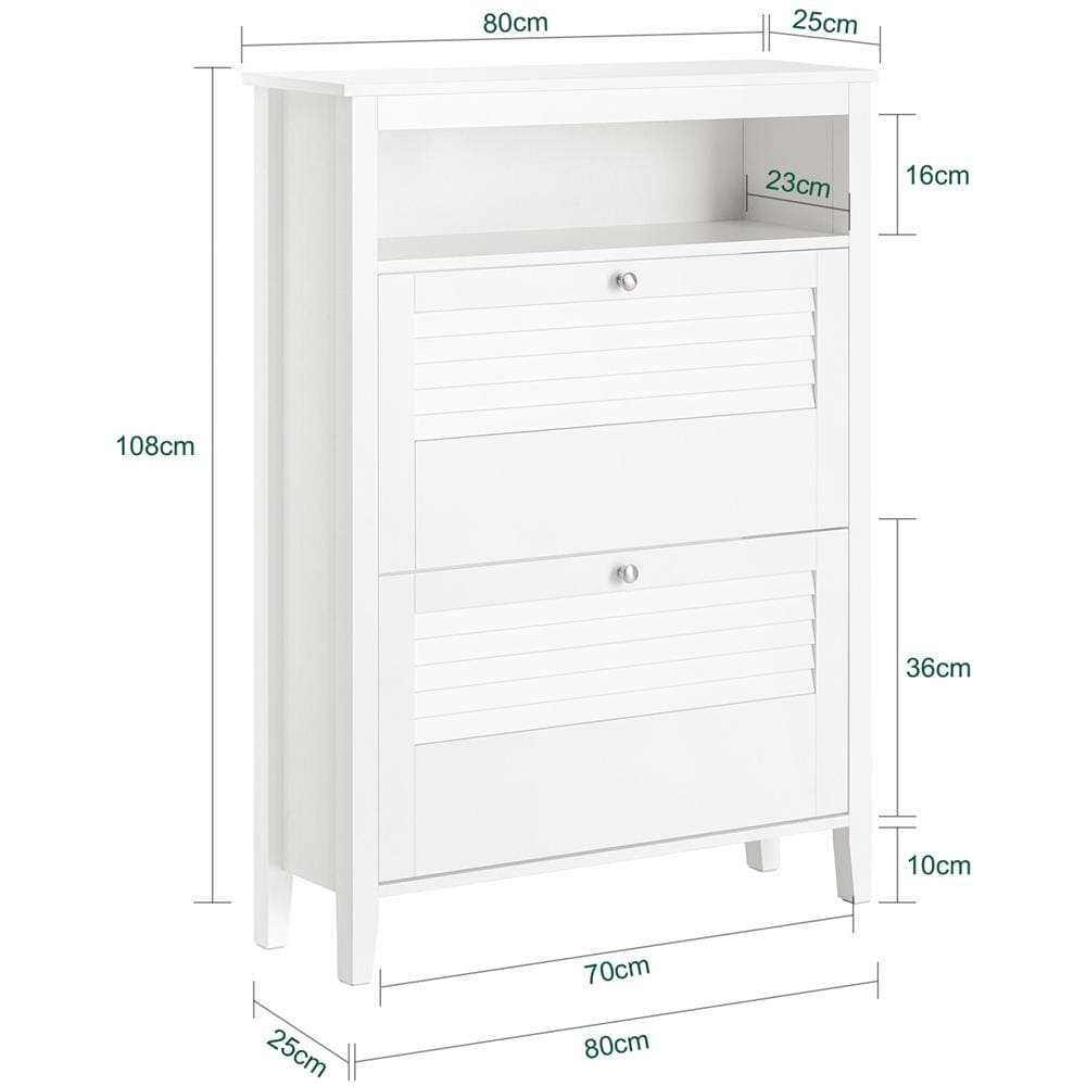 Scarpiera Con 2 Ante E 4 Ripiani, Con Scomparto Aggiuntivo Per Scarpe Scarpiera Portascarpe Bianco, L80*p25*a108, Fsr152-w - Foto 2