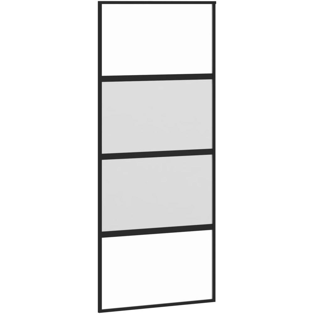Porta Scorrevole Nera 90x205 Cm In Vetro Temperato E Alluminio - Foto 2
