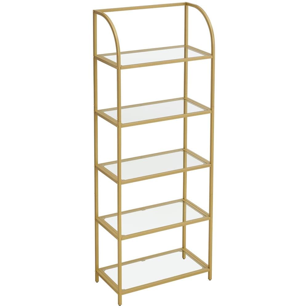 LIBRERIA LGT051A61 Mensola in vetro e acciaio dorato per soggiorno - Foto 1