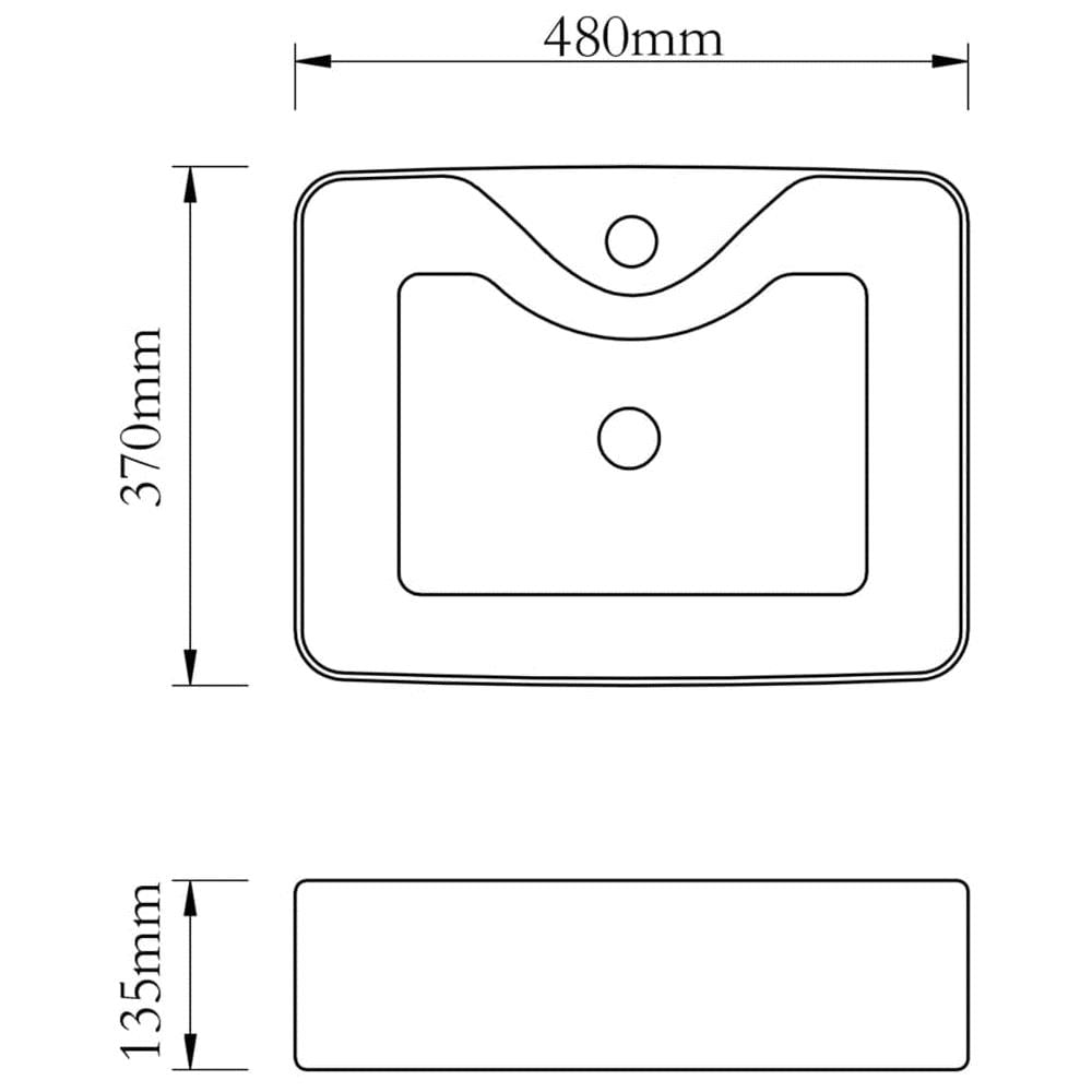 Lavandino Bagno In Ceramica Bianca Quadrato Con Foro Per Rubinetto - Foto 2