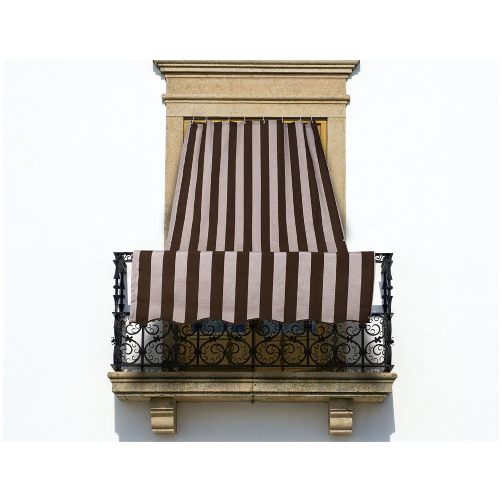 Tenda Da Sole A Caduta Per Esterno Balcone Casa Telo Ombra Modello Riga Larga 145x300 Marrone - Foto 1