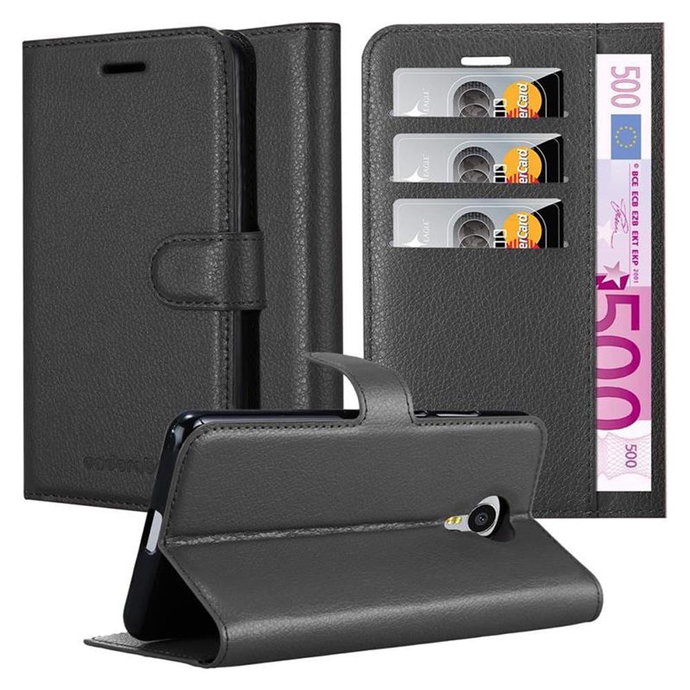Custodia Compatibile Con Meizu Mx4 In Nero Carbone - Coperchio Protettiva Con Chiusura Magnetica, Funzione Stand E Tasca Per Le Carte - Foto 1