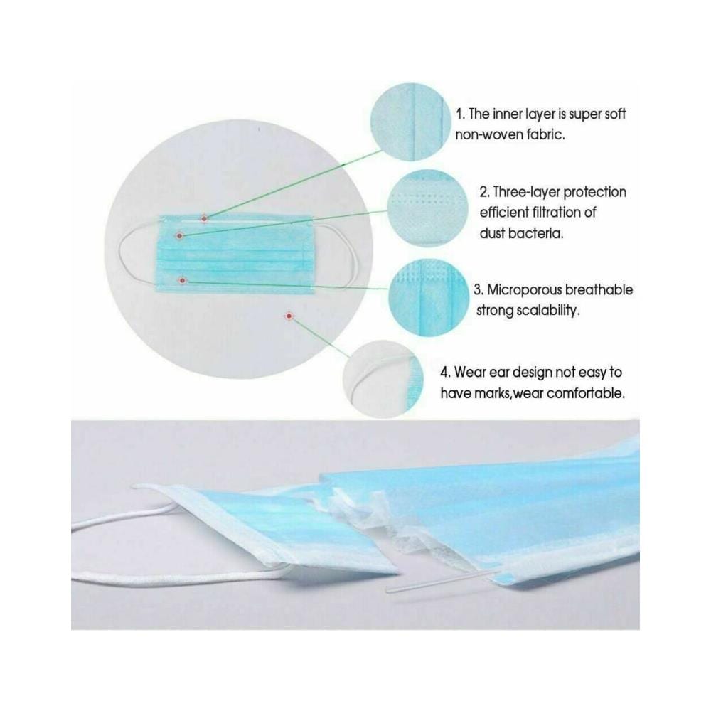50 Pz Maschera Chirurgica Monouso Maschera Per Bocca Maschera Chirurgica Medica 3 Strati Non Tessuto Mascherine - Foto 2