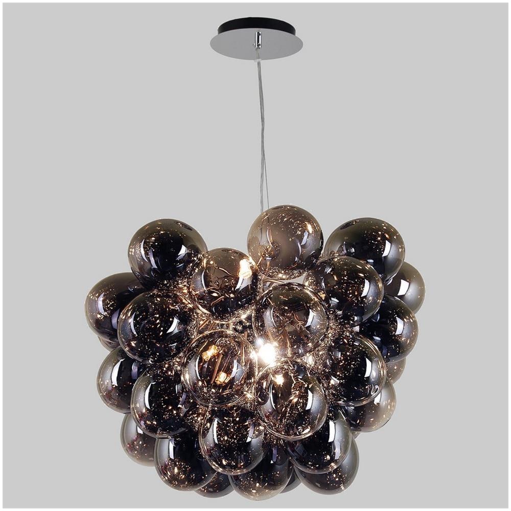 Lampadario Moderno A Sospensione Cromato A 8 Luci Con Paralume Fumè, G9 - Foto 2