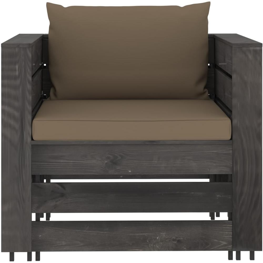 Set Divani da Giardino con Cuscini 2 pz Legno Impregnato Grigio - Foto 3