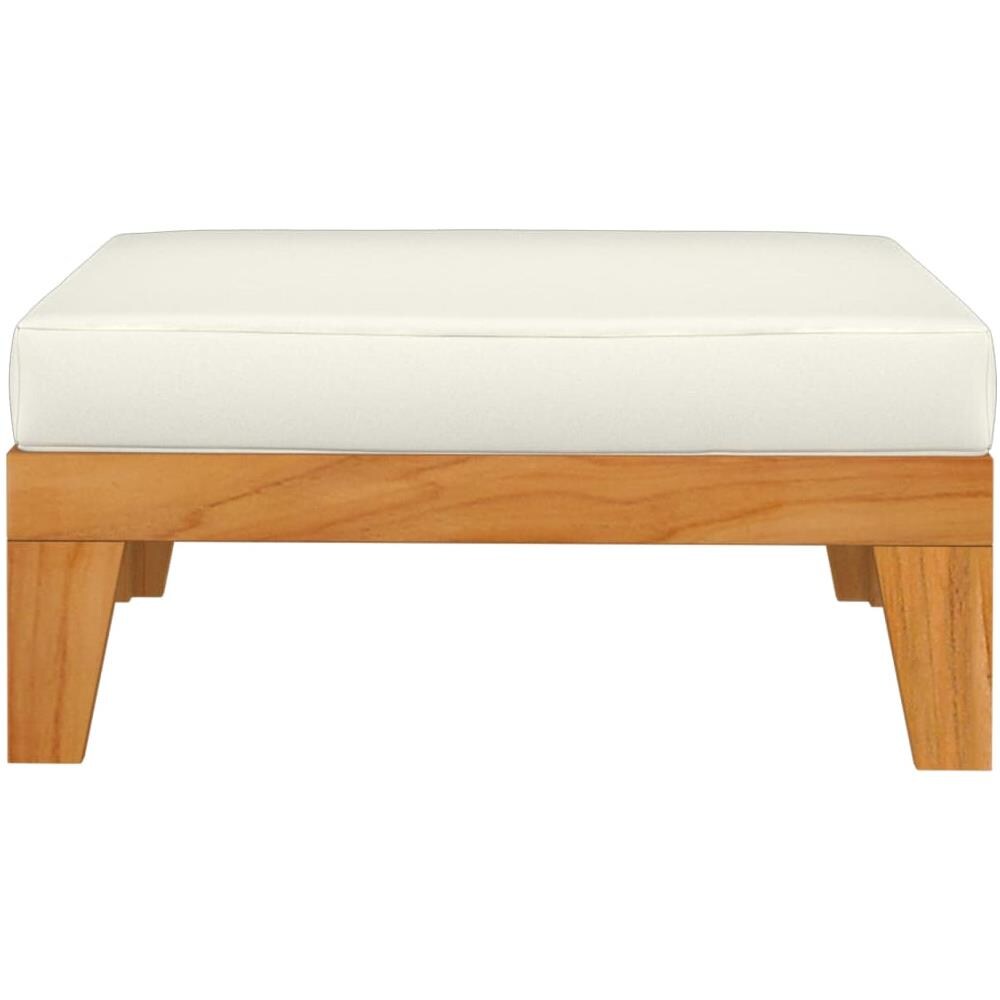 Poggiapiedi con Cuscino Bianco Crema in Massello d'Acacia - Foto 2